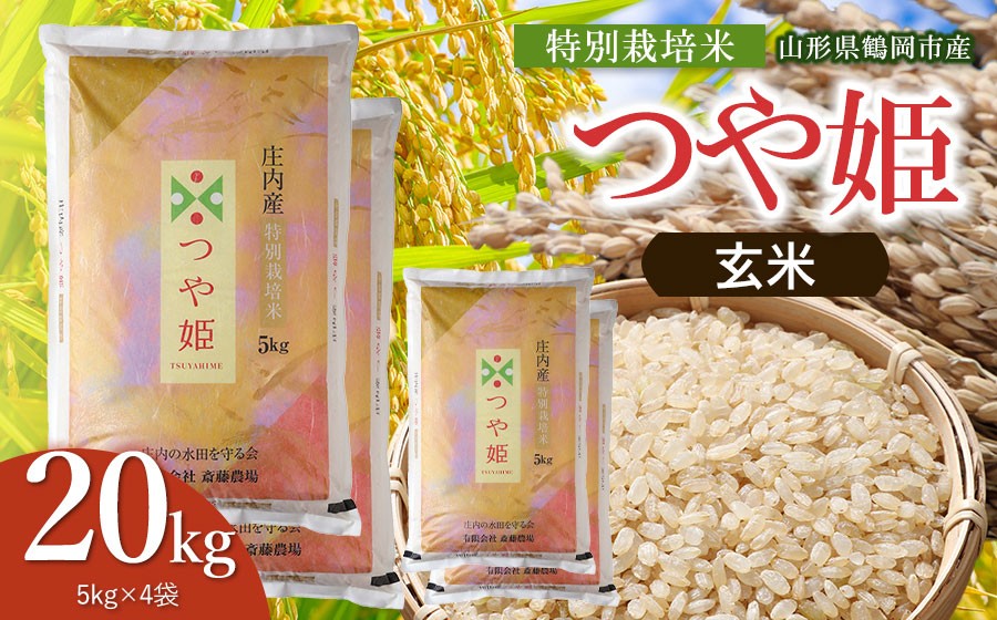 
                  【令和8年産 新米】 斎藤農場の特別栽培米 つや姫 玄米 20kg（5kg×4袋） 山形県鶴岡市 [K-8150] | つやひめ 20キロ 米どころ 庄内米 ブランド米 米 コメ こめ ご飯 ごはん 美味しい お取り寄せ 農家直送 東北 山形 鶴岡市 国産 おすすめ 人気 返礼品
                