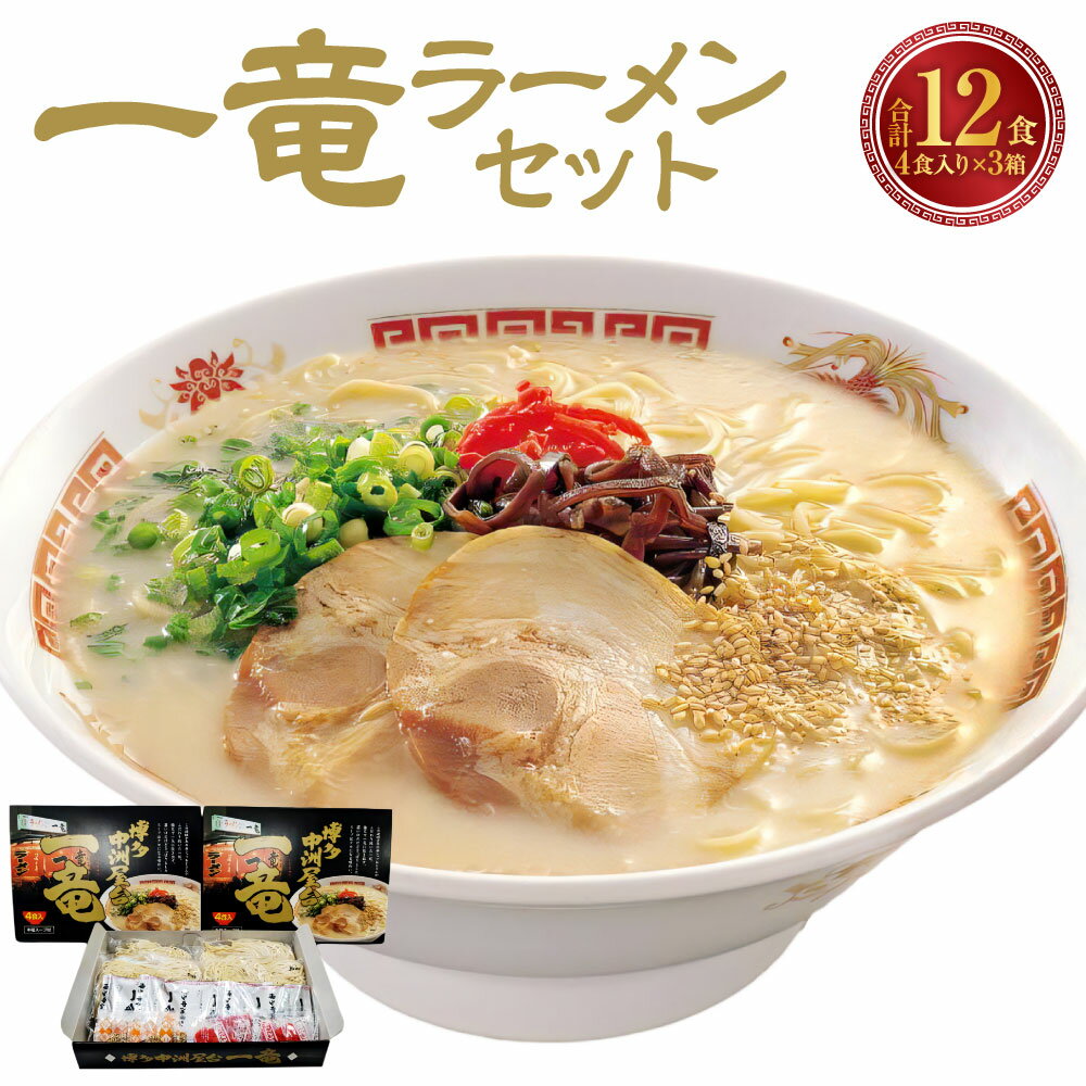 【ふるさと納税】一竜ラーメン セット 4食入×3箱 計12食 らーめん ラーメン 麺類 生めん 博多ラーメン とんこつ 豚骨 麺 スープ 紅しょうが ごま ご当地 グルメ セット 常温 九州 福岡県 糸田町 送料無料