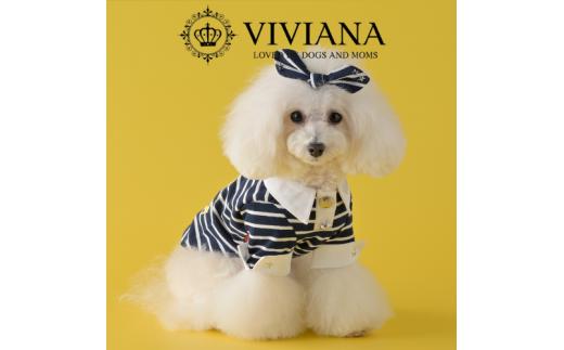ドッグウェア「VIVIANA」ボーダーポロシャツ（Navy）