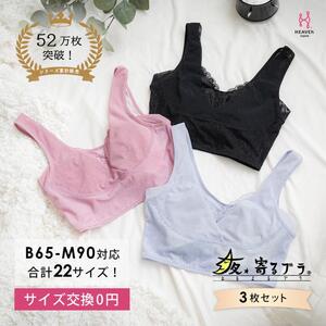 【サイズS】 寝ている間に集中育乳！夜寄るブラ 3枚セット ナイトブラ ノンワイヤー ヘブンジャパン HEAVEN Japan