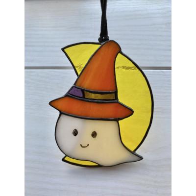 ふるさと納税 静岡市 ステンドグラス　ハロウィンオーナメント　おばけちゃん