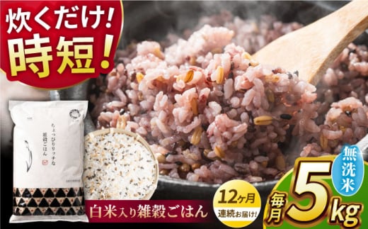 〈令和7年度産米〉 【全12回定期便】水研ぎ不要 雑穀ごはん 無洗米 5kg [沖縄/離島配送不可]【株式会社 農産ベストパートナー】 令和7年産 [ZBP148]