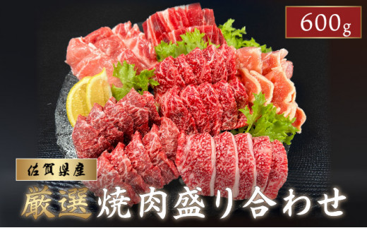 佐賀県産厳選 焼肉5種盛り合わせ 600g (2～3人前) ／ ふるさと納税 肉 お肉 にく ギフト 牛肉 焼肉 焼き肉 タレ 国産 赤身 佐賀 バーベキュー