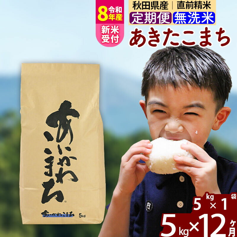 【ふるさと納税】※R8産新米予約※ 《定期便12ヶ月》秋田県産 あきたこまち 5kg【無洗米】(5kg小分け袋) 2026年産 令和8年産 お届け周期調整可能 隔月に調整OK お米 藤岡農産 [藤岡農産 秋田 お米 あきたこまち 米どころ 東北]