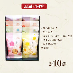 おかき 10袋 セット 詰め合わせ 花いろいろ 煎餅 せんべい あられ 米菓 米 食べきり 小袋 贈答 箱 プレゼント花いろいろ 米 煎餅 米菓 和 新潟 新潟県 新発田市 新発田 さくら製菓 さくら