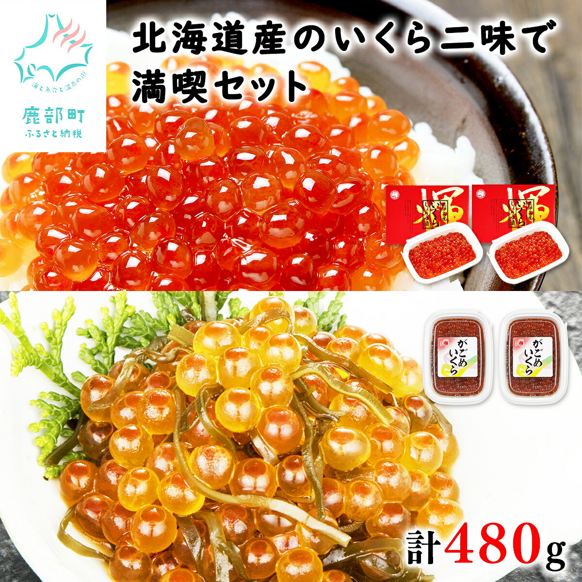 【ふるさと納税】 いくら 計480g 北海道 産 小分け 食べきり 丸鮮道場水産 北海道産のいくら二味で満喫セット いくら醤油漬 がごめ昆布いくら 食べ比べ ごはんのお供 おつまみ 送料無料