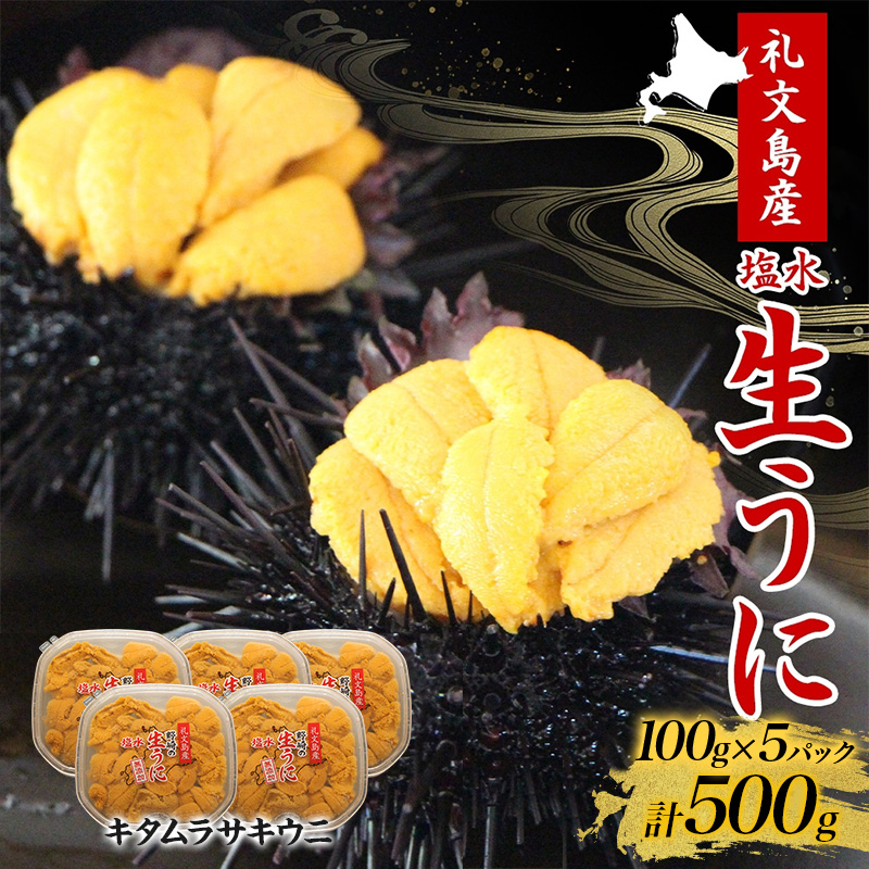 北海道 礼文島産 ミョウバン不使用 塩水ウニ キタムラサキウニ 100g×5パック［野崎水産］【 うに ウニ 雲丹 生うに 塩水うに ムラサキウニ 素材本来の味 海鮮 うに丼 濃厚 甘み 産地直送 】