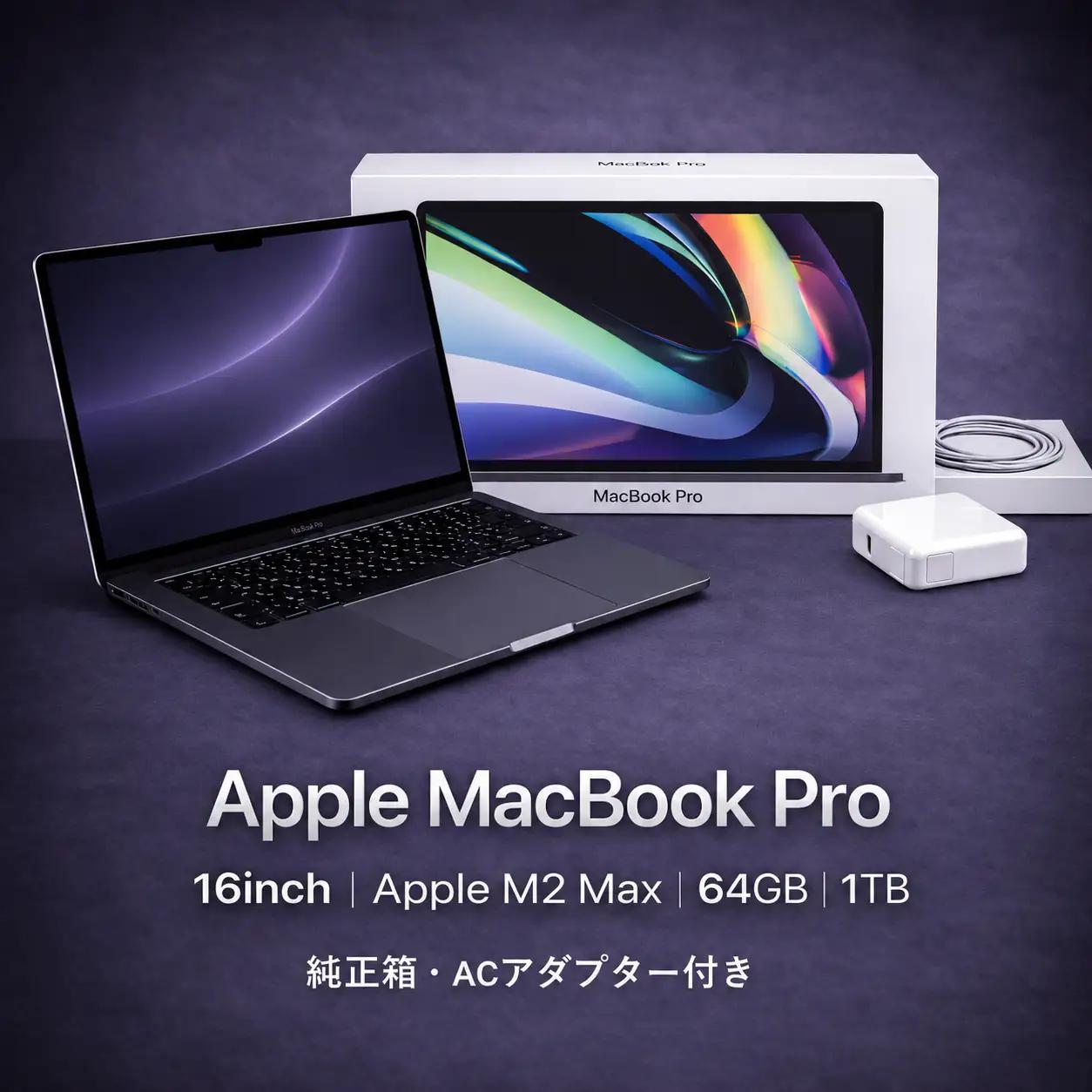 【整備済｜法人リースアップ品】MacBook Pro 16インチ M2 Max / 64GB / 1TB｜良好コンディション・動作確認済｜★化粧箱付き【現品限り】 1211-01