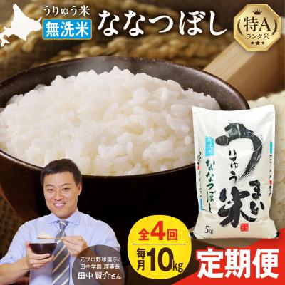 ふるさと納税 雨竜町 【定期便全4回】うりゅう米 ななつぼし 無洗米 10kg(5kg×2袋)毎月1回お届け