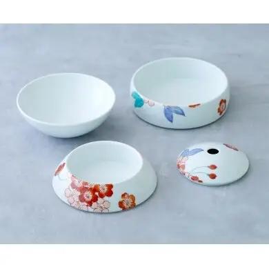 辻信祥堂オリジナル 有田焼 食卓を彩る球体のお重 珠型三段重（色絵桜）【辻信祥堂】高級重箱 1人用 おせち料理 重箱 正月 お祝い 桜 gg001