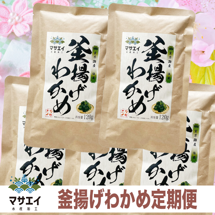 【定期便/年６回/奇数月お届け】釜揚げ塩蔵わかめ（120g×5パック）【マサエイ水産加工】_HB0097