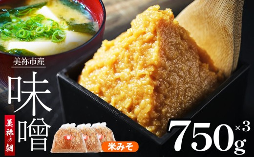 美祢市産 米みそ 750g×3 セット ｜ 調味料 米 米味噌 味噌 みそ 美祢市 山口県 虹工房