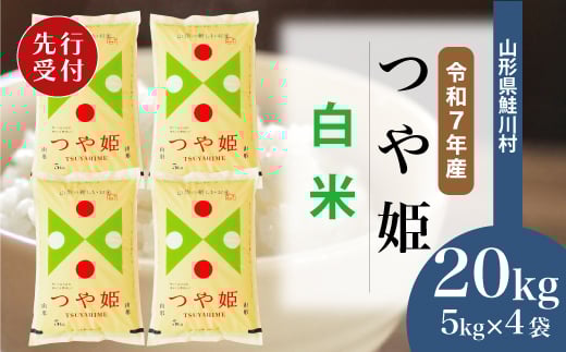 ＜令和7年産米先行受付＞ 鮭川村 特別栽培米 つや姫 【白米】 20kg （5kg×4袋）＜配送時期選べます＞