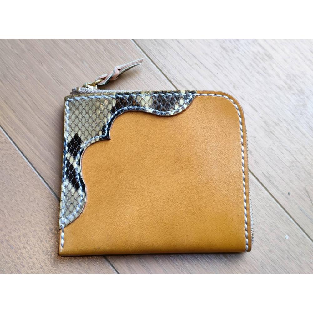 【ふるさと納税】L字ファスナーミニ財布（蛇・黄色） | 雑貨 小物 ファッション 人気 おすすめ 送料無料