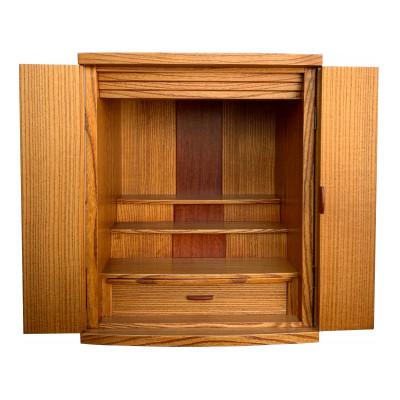 ふるさと納税 岸和田市 総桐無垢摺り漆仕上げ仏壇(幅455×高さ545)小さな上置き現代家具調ぶつだん厨子　初音の家具