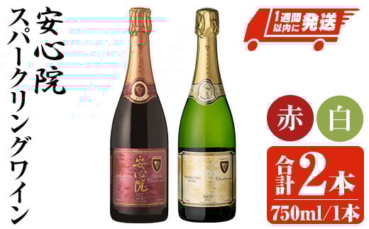 
安心院スパークリングワイン白・赤(合計1.5L・750ml×2本)酒 お酒 ワイン 白ワイン 赤ワイン スパークリングワイン ぶどう 葡萄 飲み比べ セット【107302700】【時枝酒店】
