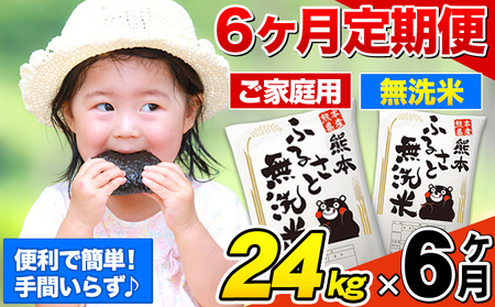 【6ヶ月定期便】熊本ふるさと無洗米 24kg 訳あり《お申込み月の翌月から出荷開始》