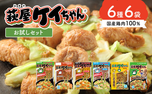 萩屋ケイちゃん ６種類お試しセット（各230g×1）計6パック 冷凍配送  みそ味・しょうゆ味・しお味・ピリ辛みそ味・カレー味・幻のコショウ味けいちゃん 鶏ちゃん 萩原チキンセンター けーちゃん ケーちゃん