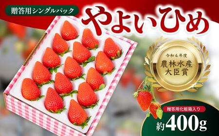 いちご やよいひめ 贈答用 シングルパック 約400g入りトレー  いちご