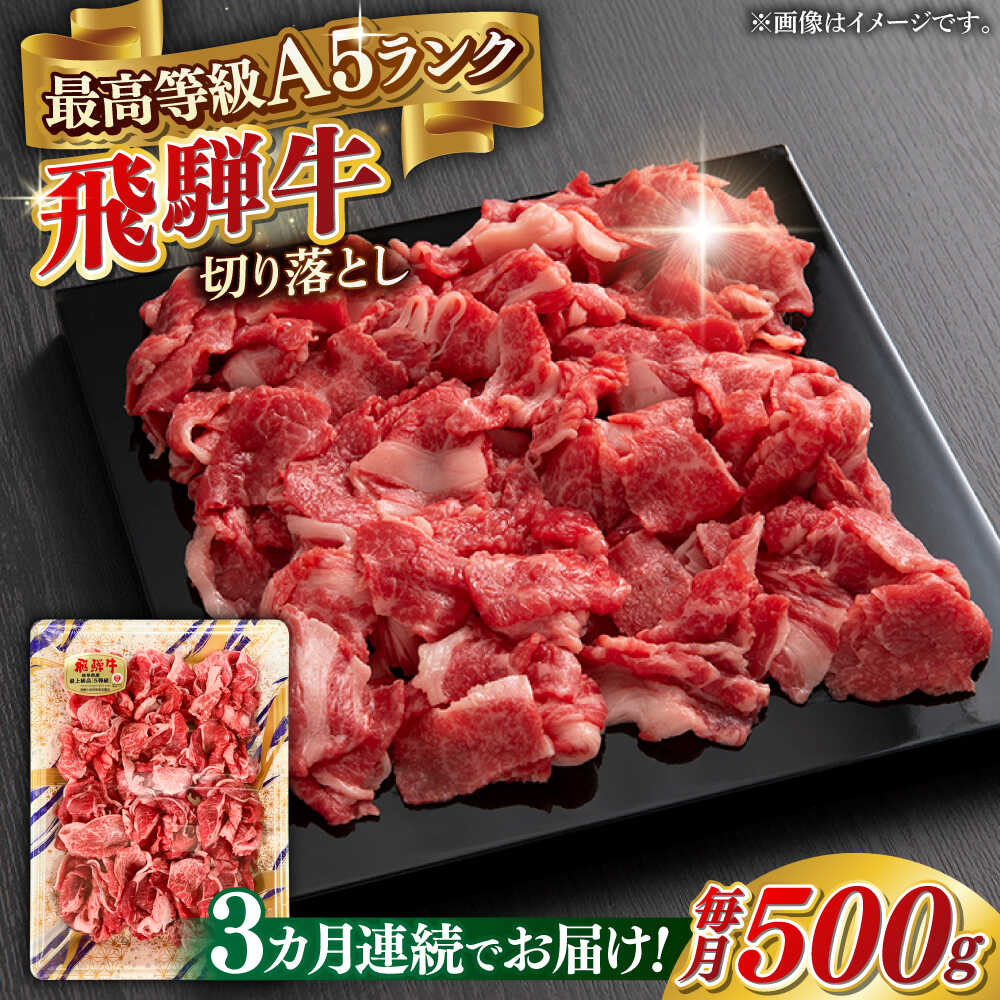 【ふるさと納税】【3回定期便】A5等級 飛騨牛 切り落とし 500g ブランド牛 最高級 A5ランク 岐阜市 / 三心[ANGY012]