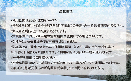 白樺高原国際スキー場・しらかば２in１スキー場大人共通リフト券