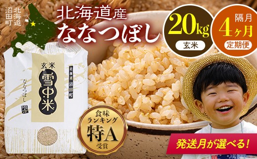 
                  令和8年産【定期便隔月4ヶ月】ななつぼし 玄米 20kg(10kg×2袋) 【発送月が選べる】開始 特Aランク米 雪冷気 籾貯蔵 雪中米 北海道 nr-2512var
                