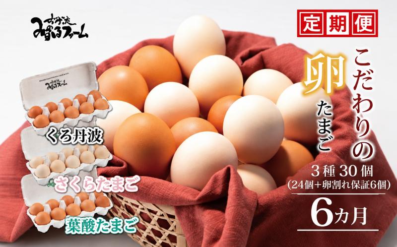 
                  【6カ月定期便】 京都 こだわり卵3種 30個 (24個＋卵割れ保証6個) 国産 卵 たまご タマゴ 鶏卵 鶏 卵黄 定期便 定期 新鮮 新鮮卵 3種 食べ比べ セット 食べ比べセット 卵定期便 たまご定期便 6回 6か月 6ヶ月 6ヵ月 卵料理 卵かけごはん 卵焼き 玉子焼き 小分け パック 贈答 贈答品 ギフト プレゼント 人気 ランキング 京丹波町 ふるさと納税
                