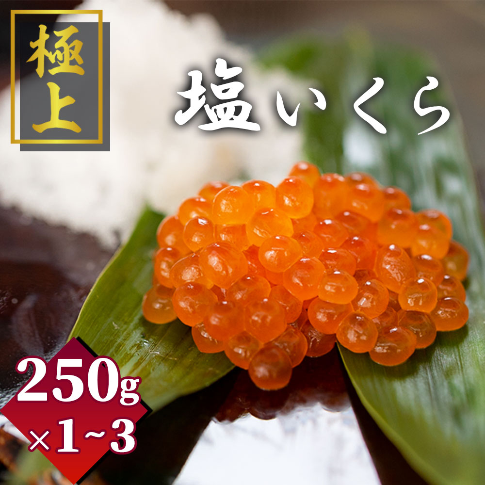【ふるさと納税】極上 塩いくら 250g ×1～3 塩イクラ いくら イクラ 国産 魚卵 塩味 ご飯のお供 ごはんのお供 冷凍 おかず お酒のあて 美味しい 極上品 海の幸 海鮮 魚介 食品 食べ物 水産加工品 岩手 釜石 TRS食品 いわて潮風堂