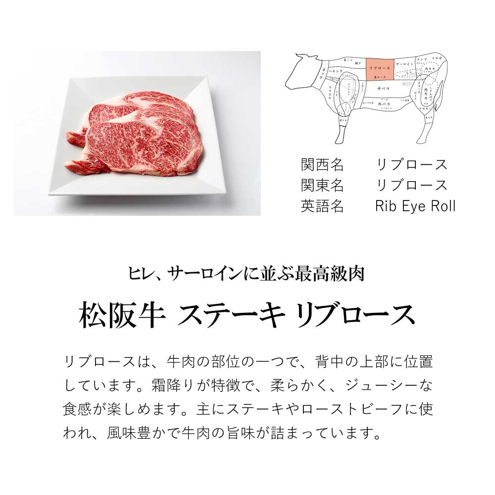 松阪牛 リブロースステーキ 400g (200g×2枚) 厚みしっかり 極上の柔らかさ 化粧箱入り 柔らかい 松坂牛 松阪肉 霜降り 高級ブランド牛 ロース サーロイン ステーキ ビフテキ 焼肉 自宅