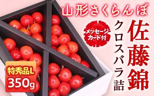 《先行予約 2026年度発送》★母の日★山形さくらんぼ 佐藤錦 特秀品 Lサイズ350g クロスバラ詰 メッセージカード付 FSY-2212