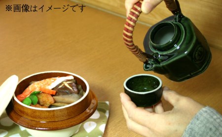 【美濃焼】高田焼 駅弁 容器 セット (織部色) 茶染つる【まる忠】 土瓶 セット 美濃焼 高田焼 焼き物 お弁当 駅弁 炊き込みご飯 鉄道 釜飯 [TCN015]