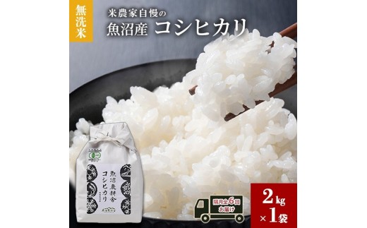 
                  [№5762-1113]無洗米 米農家自慢の 魚沼産 コシヒカリ2kg×１袋 隔月全6回お届け 米 お米 こめ こしひかり 白米 無洗 定期便 定期 隔月 新潟県 魚沼市 魚沼
                