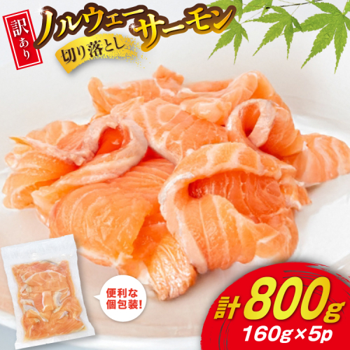 訳あり ノルウェー産 アトランティックサーモン 切り落とし おさしみ用 800g 160g×5p 個包装 [足利本店 宮城県 気仙沼市 20565990] 魚介 魚 サーモン さけ サケ 鮭 尾っぽ お刺し身 刺し身 刺身 冷凍