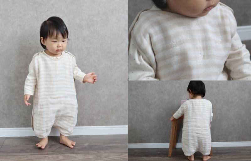 【eclat bebe】泉州南部織 4重ガーゼ 3点セット《BeWh/スリーパー》 099H1429_イメージ2