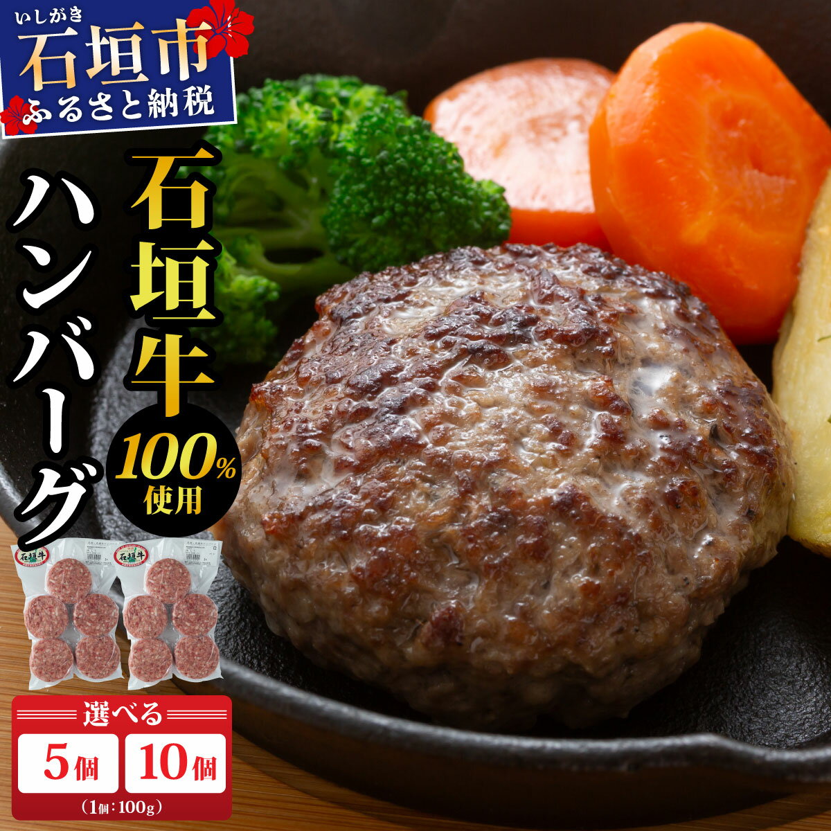 【ふるさと納税】石垣牛ハンバーグ 500g (100g×5個×1パック) / 1kg (100g×5個×2パック) | ハンバーグ 石垣牛 牛肉 石垣市 石垣島 沖縄 コッパリ