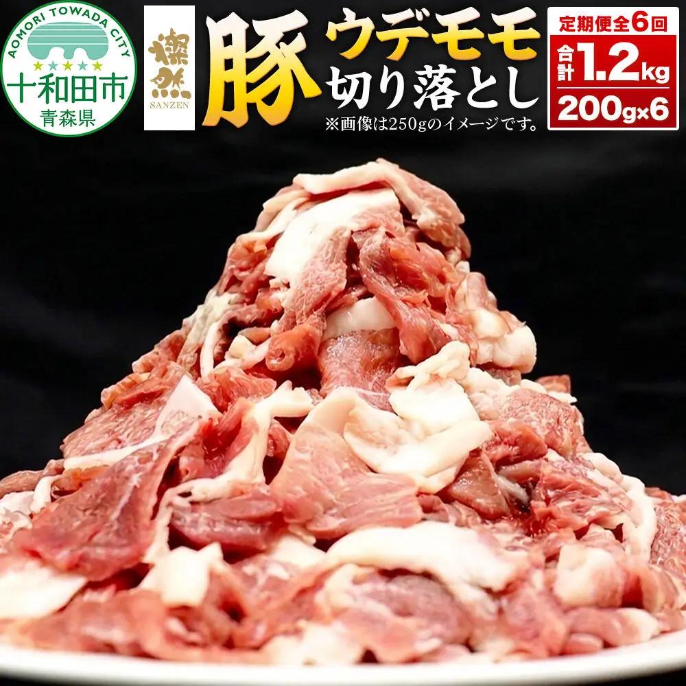 《定期便1ヶ月毎に6回お届け》 燦然 豚ウデモモ切り落とし（200g×6p入） 使いやすい小分パック 青森県十和田市産