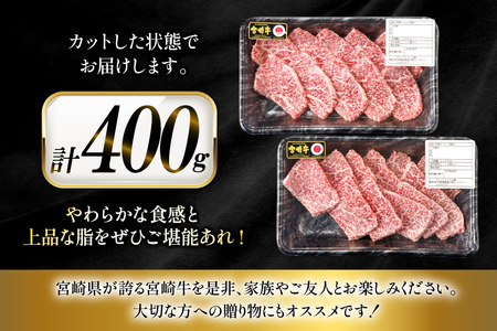 牛肉 宮崎牛 カルビ 焼肉用 200g 2p 計 400g [ローカルブランディング 宮崎県 日向市 452061415] 冷凍 小分け 黒毛和牛 黒毛 A4 A5 焼肉 焼き肉 BBQ バーベキュー