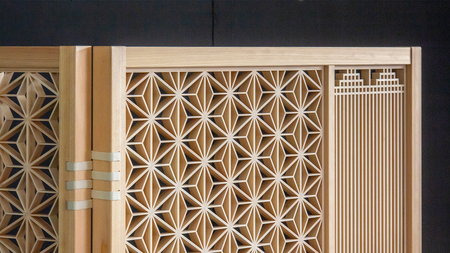 空間を彩る組子屏風麻の葉（2連） 屏風 伝統技術 職人の技 贈り物 贈答 【031_1971】