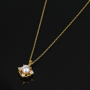 K18アコヤ真珠/ダイヤモンド0.06ctペンダント　PNI-197YGNWAKO