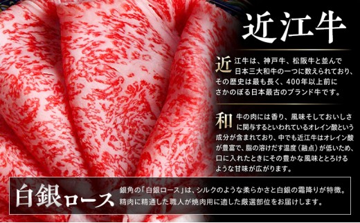 【近江牛】白銀ロース　すき焼き・しゃぶしゃぶ用　1kg（500g×2）　牛肉 お肉 国産 和牛 近江牛 滋賀県 米原市 ※12月以降お届け