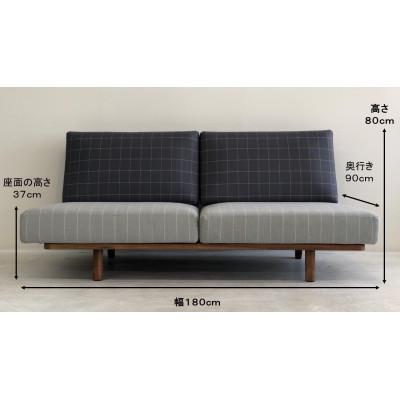 ふるさと納税 大川市 Bolo 3人掛け ソファ 【グレー×ネイビー×チェック/ウォールナット/ 幅180cm】 |  | 02