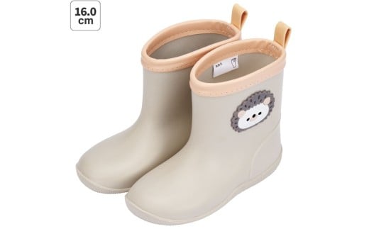 ワッペン 付き レインブーツ【16cm】 長靴 キッズ 子供 おしゃれ かわいい スケーター skater Pompon's ハリネズミ はりねずみ 動物 キャラクター【 反射テープ付き ながぐつ 雨具 雨の日】 奈良県 奈良市 なら 5-105