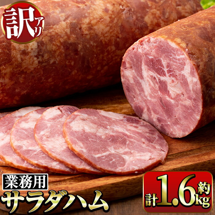 【ふるさと納税】《業務用・訳あり》サラダハム(約800g×2本・計約1.6kg) ハム 国産 豚肉 塩漬 熟成 プレスハム 肉加工品 訳アリ 業務用 サラダ トッピング 【ナンチク】