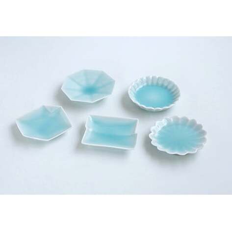 有田焼 青白磁おてしょ皿5枚セット 金照堂 A25-338_イメージ3