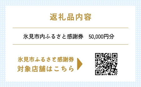 氷見市内ふるさと感謝券（宿泊・飲食） 50,000円分 観光 旅行 飲食 ランチ ディナー 食事  温泉 宿 民宿 旅 食体験 グルメ 富山県 氷見市