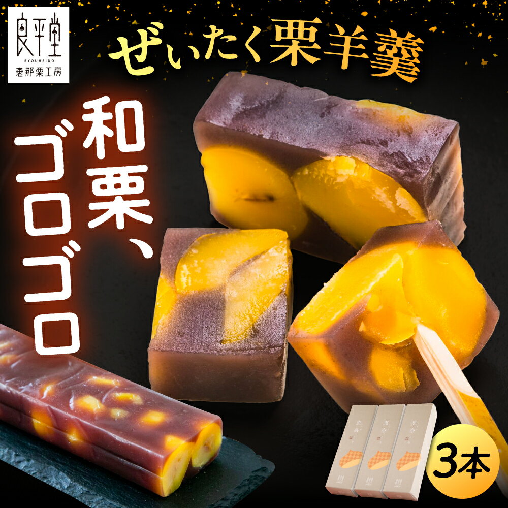 【ふるさと納税】栗ようかん3本 / 栗羊羹 くりようかん 羊羹 ようかん 栗 くり 栗羊羹 栗入り 和菓子 スイーツ デザート おやつ お菓子 プレゼント お取り寄せ 直送 /恵那市/良平堂[AUDB036]