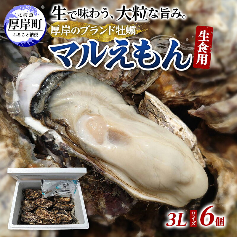 【ふるさと納税】牡蠣 厚岸のブランド牡蠣 マルえもん 3Lサイズ 6個 生食用 魚貝類 海鮮 海のミルク 国産 生食用殻付き牡蠣 まろやか クリーミー 食べやすい品種 海の香り 牡蠣の酒蒸し 焼き牡蠣 マルえもん　お届け：2026年7月～順次出荷