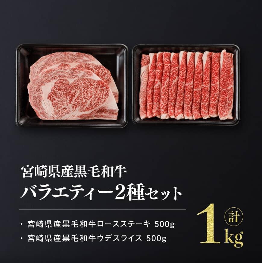 宮崎県産黒毛和牛バラエティ２種セット 肉牛 牛肉 和牛 宮崎県産牛肉 牛肉ステーキ 牛肉スライス 牛肉セット BBQ牛肉 送料無料牛肉 [D0659]