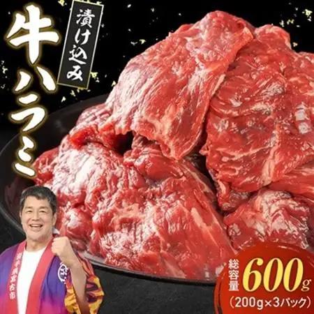 吉田精肉店の漬け込み牛ハラミ 600g(200g×3パック)_600g ハラミ 焼肉 ハラミ BBQ ハラミ 肉厚 ハラミ 牛肉 ハラミ _【配送不可地域：離島】【1633988】