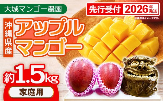 
                  【先行受付】【2026年発送】大城マンゴー農園 マンゴー 家庭用 約1.5kg - 先行予約 アップルマンゴー 沖縄 産地直送 南国フルーツ 旬の味覚 ご自宅用 オススメ 沖縄県 八重瀬町
                